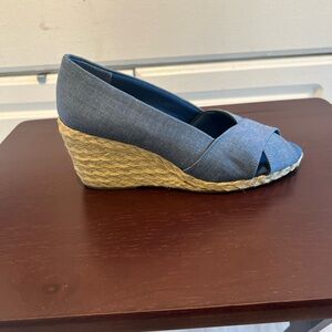 Champs Blue Denim Wedge Espadrilles Size 8B